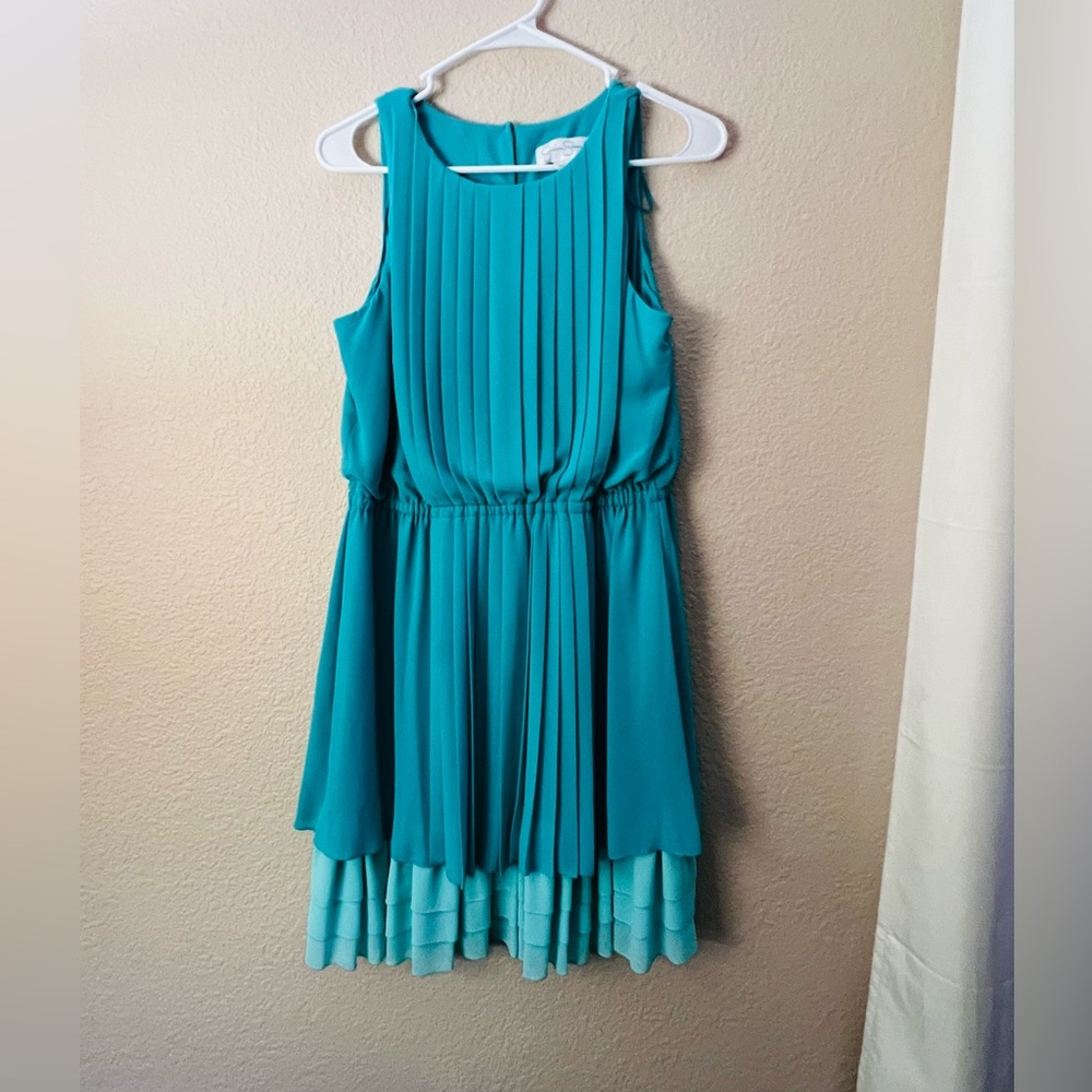 Jessica Simpson Turquoise Pleated  Dress
